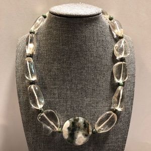 Quartz and green stone necklace.